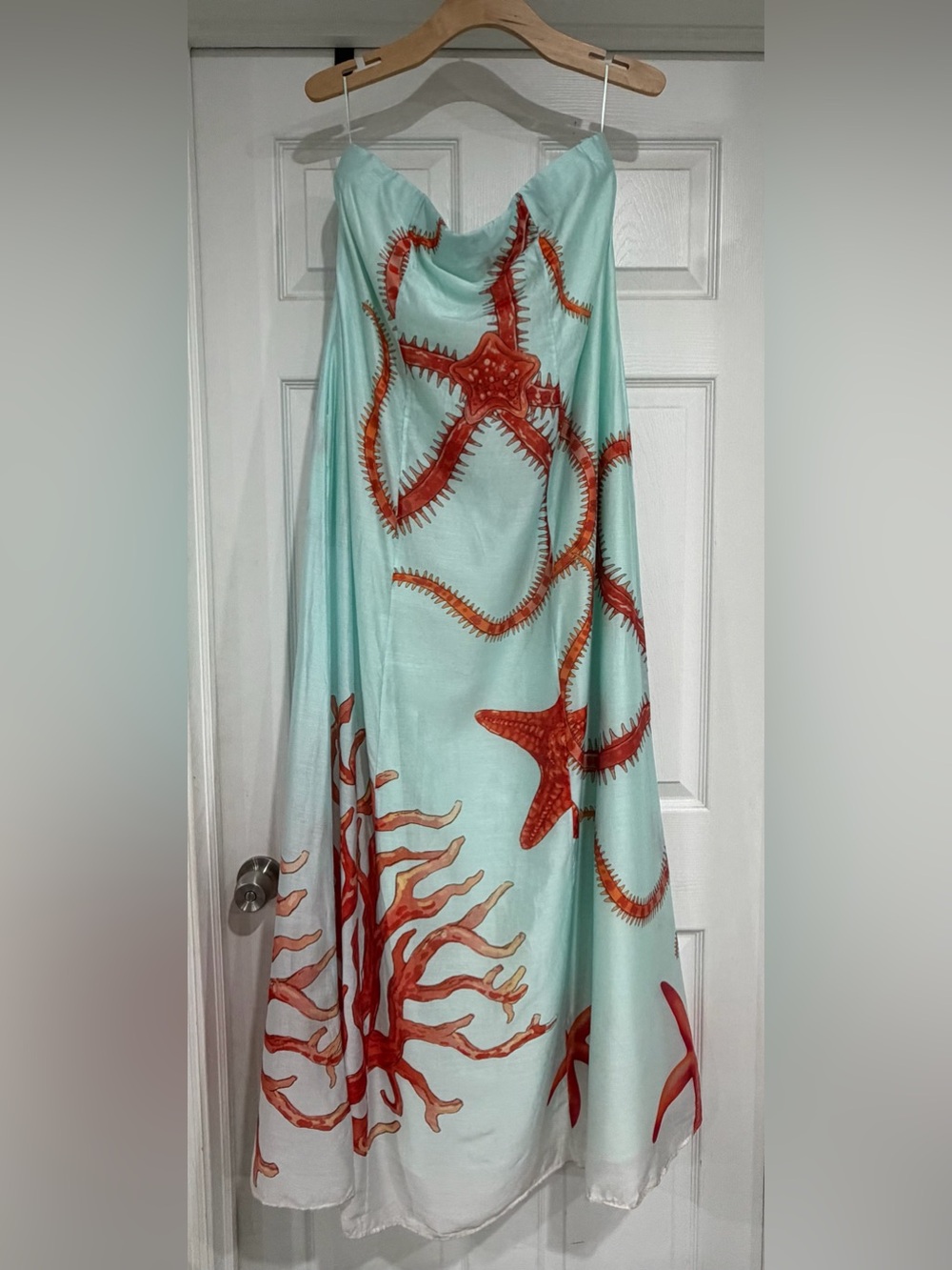 Muma World Ursa Strapless Maxi Dress Summer Vibrant Starfish and Coral